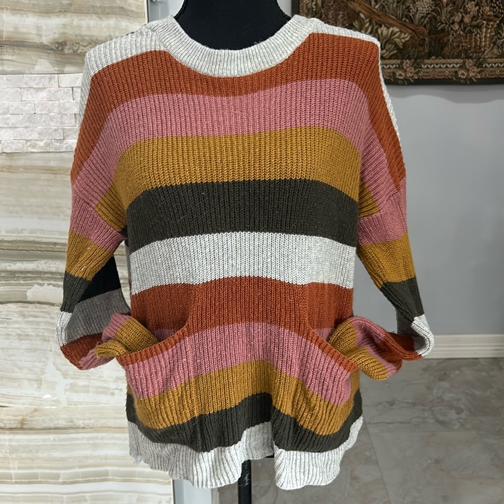 Madewell Multicolor Patchwork Pocket Pull Over Sw… - image 3